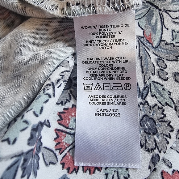 LOFT Mixed Fabric Ruffled Sleeves Butterflies & Floral Print Blouse - Picture 6 of 10